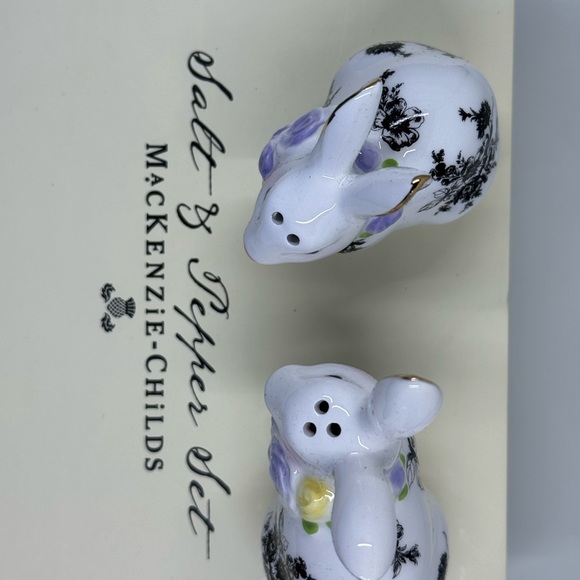 MacKenzie Childs Salt and Pepper Set Butterfly Bunny - Picture 6 of 7